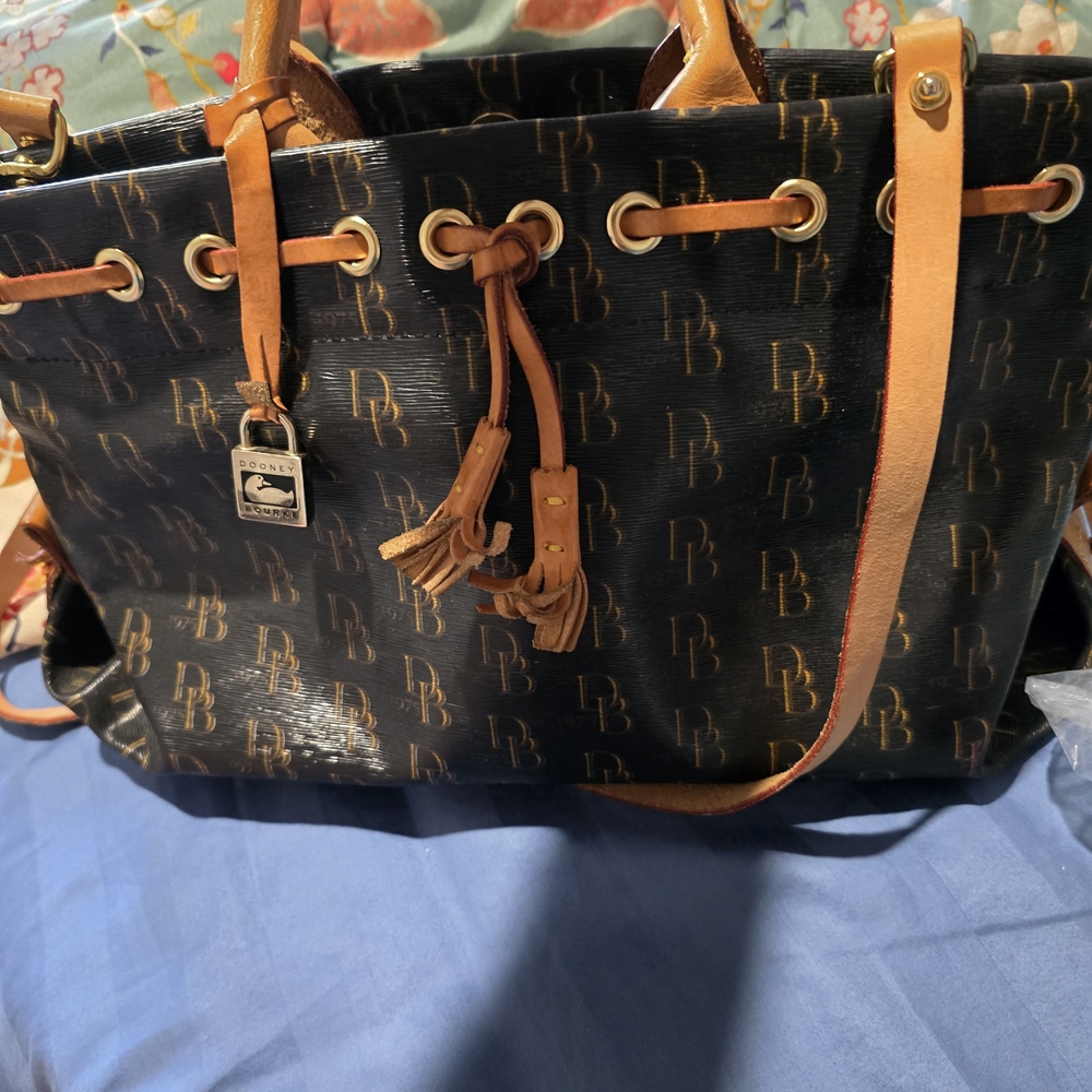Dooney & Bourke Black and Tan Women's Tote Bag